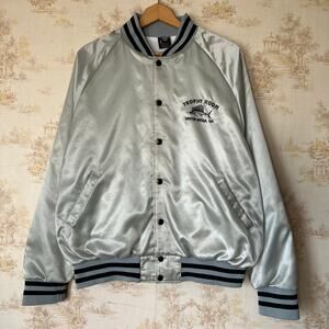 1980s Trophy Room Satin Bomber Jacket | Vintage Sailfish Marlin | Size XL